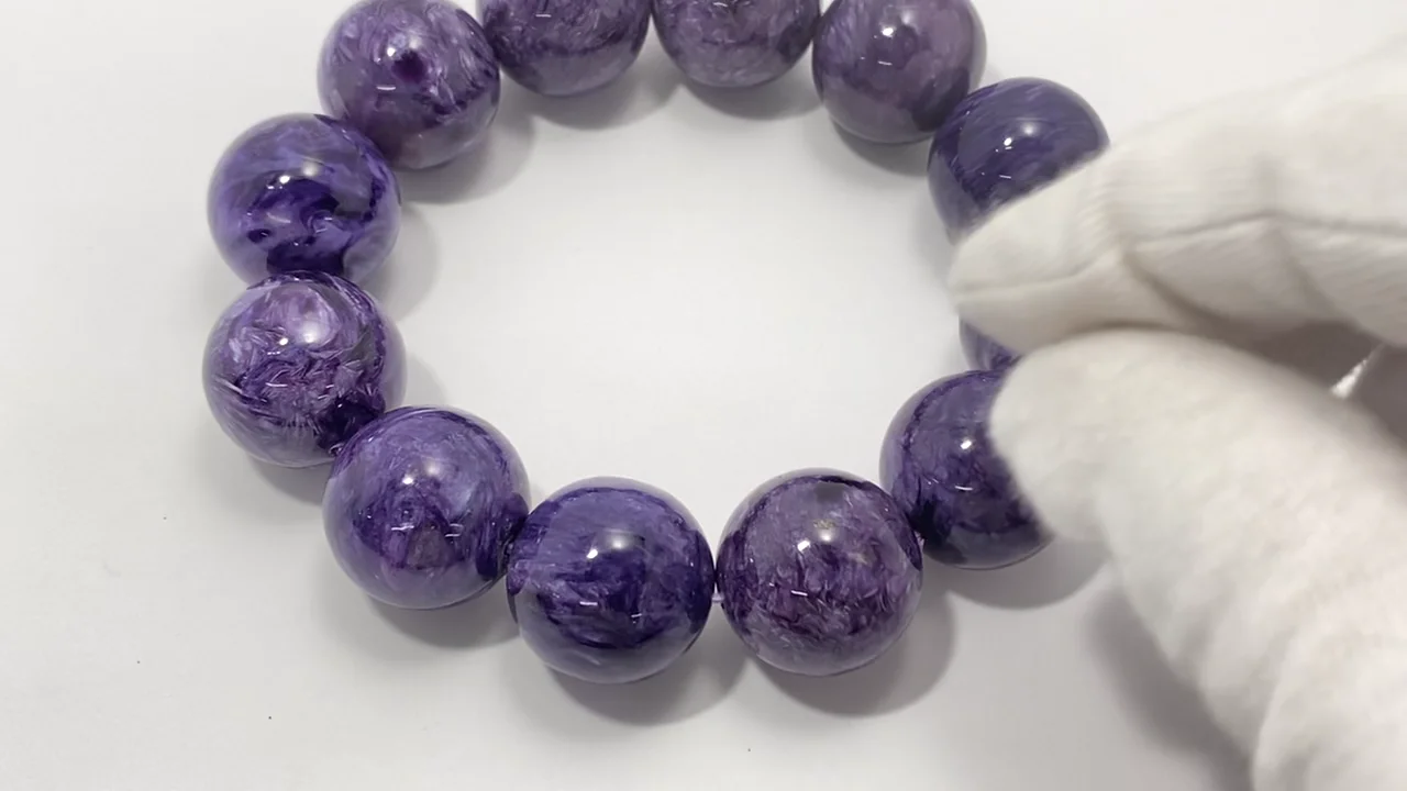 動画】【1点もの】チャロアイトAAA+ ラウンド20mm 1連(ブレス) NO.103