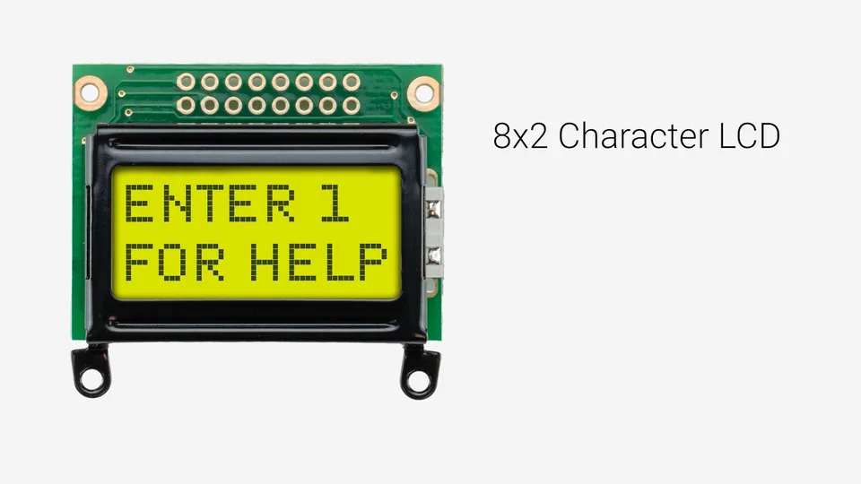 8x2 Character LCD | STN+ Yellow - Green Display with Yellow/Green