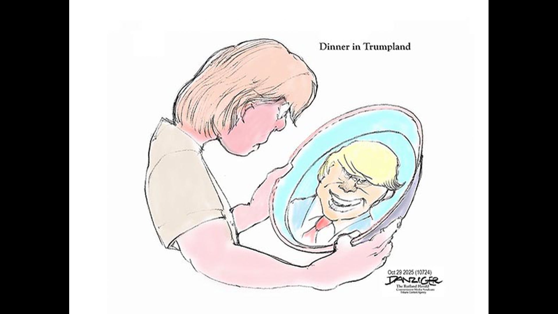 Danziger Live-Cartoon: Trump Dinner