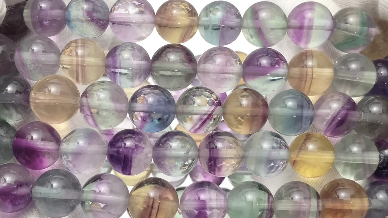 マルチカラーフローライト ラウンド8mm ブレスレット｜天然石ビーズの