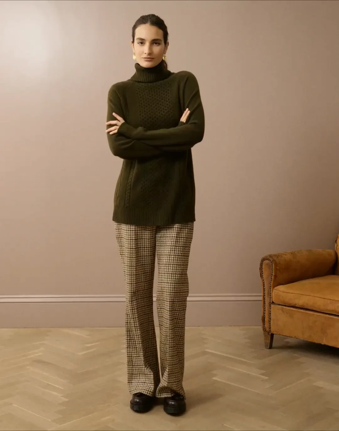 Supersoft Lambswool Cable Jumper in Cardamom | clearance event