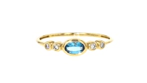 .20 Carat Swiss Blue Topaz Ring with Diamonds in 14kt Yellow Gold