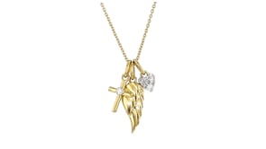 .10 ct. t.w. Diamond Faith-Inspired Charm Necklace in 18kt Gold Over Sterling