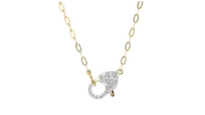 .15 ct. t.w. Diamond Heart-Shaped Clasp Necklace in 18kt Gold Over Sterling
