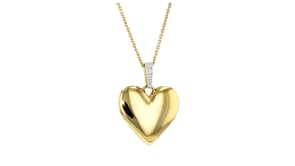 18kt Gold Over Sterling Heart Pendant Necklace with Diamonds