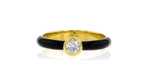 .25 Carat Bezel-Set Lab-Grown Diamond Ring with Black Enamel in 18kt Gold Over Sterling