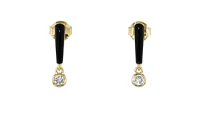 .30 ct. t.w. Lab-Grown Diamond Drop Earrings with Black Enamel in 18kt Gold Over Sterling