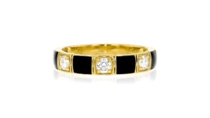 .30 ct. t.w. Lab-Grown Diamond and Black Enamel Pattern Ring in 18kt Gold Over Sterling