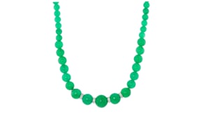 5-11mm Jade Bead Necklace with .24 ct. t.w. Diamonds in Sterling Silver