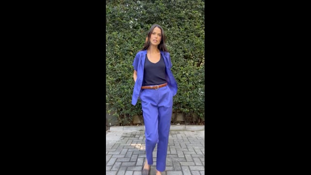 Calça Reta Linho Violeta Sofia CB