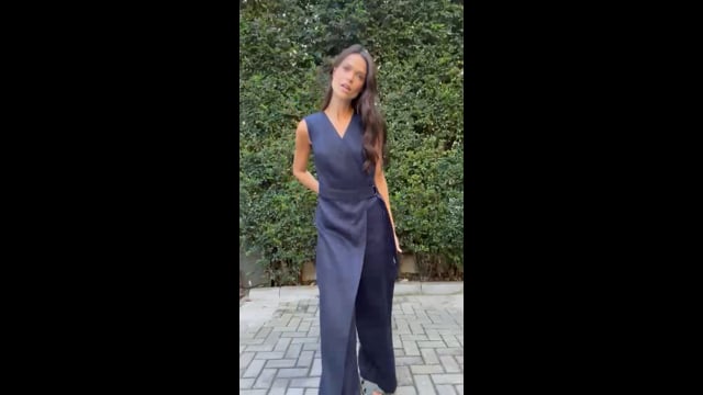 Macacão em Linho Marinho Vivian CB