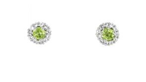 .90 ct. t.w. Peridot and .90 ct. t.w. White Topaz Jewelry Set: Earrings and Pendant Necklace in Sterling Silver