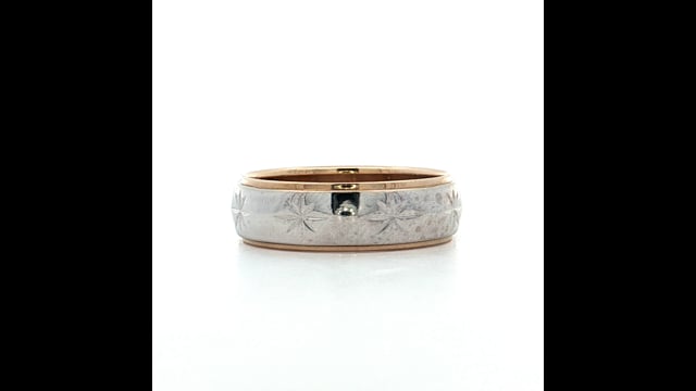 THE STAR CLUB　/ 　TWO BAND MEN　/　35TH Mens Vintage Retro Star Two-Tone Wedding Band 14k – Filigree Jewelers