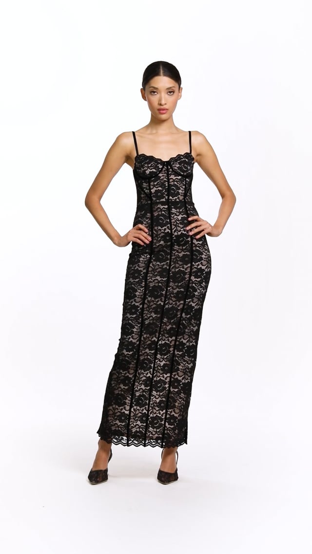 Carissa Lace Maxi Dress In Black | Alice + Olivia