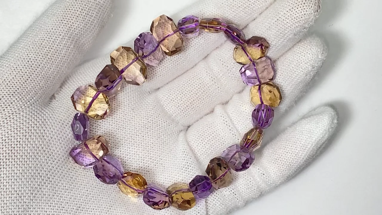 動画】【1点もの】宝石質アメトリンAAA タンブルカット 1連(ブレス) NO