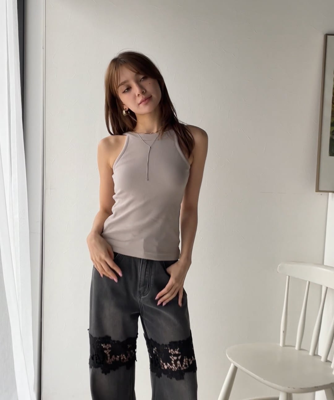 mily bilet】1枚でも着られる♪カップ付きテレコリブアメスリタンク