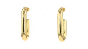 14kt Yellow Gold-Plated Paper Clip Link Hoop Earrings