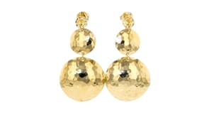 Italian 14kt Yellow Gold-Plated Hammered Disc-Link Drop Earrings