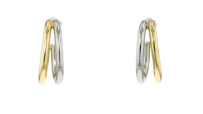 Silver and 14kt Gold-Plated Double-Row J-Hoop Earrings