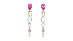 18kt Yellow Gold-Plated Drop Earrings with Simulated Multicolored Gemstones and .50 ct. t.w. CZs