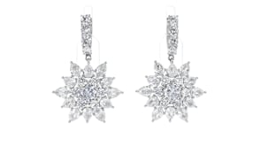 Rhodium-Plated Floral Hoop Drop Earrings with 8.30 ct. t.w. CZs