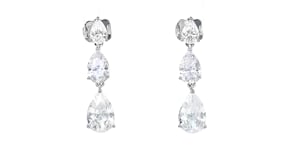 Rhodium-Plated Drop Earrings with 3.90 ct. t.w. CZs