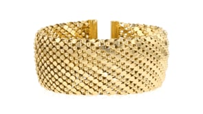 Italian 14kt Yellow Gold-Plated Patterned Wide Cuff Bracelet