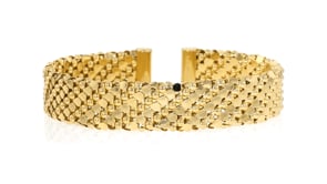 Italian 14kt Yellow Gold-Plated Patterned Cuff Bracelet