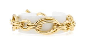 Italian 14kt Yellow Gold-Plated Oval-Link Toggle Bracelet