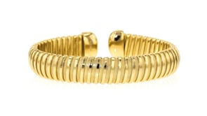 Italian 14kt Yellow Gold-Plated Tubogas Cuff Bracelet