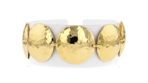 Italian 14kt Yellow Gold-Plated Hammered Disc-Link Bracelet