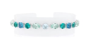 Rhodium-Plated Bracelet with Simulated Tonal-Blue Gemstones and 10.60 ct. t.w. CZs