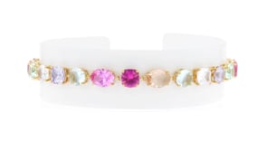 18kt Yellow Gold-Plated Bracelet with Simulated Multicolored Gemstones and 15.50 ct. t.w. CZs