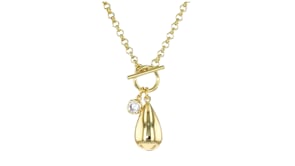 14kt Yellow Gold-Plated Teardrop Toggle Necklace with .80 Carat CZ