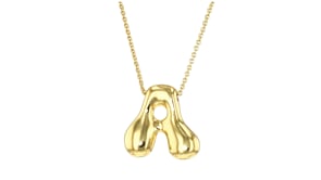 14kt Yellow Gold-Plated Bubble Letter Initial Necklace