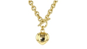 Italian 14kt Yellow Gold-Plated Heart Toggle Necklace