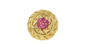 C. 1970 Vintage .70 ct. t.w. Ruby Cluster Ring in 18kt Yellow Gold