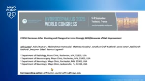 CDESH Decreases After Shunting and Changes Correlate Strongly With Measures of Gait Improvement-Jeff Gunter