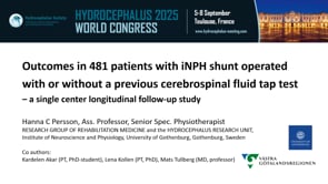 Outcomes in 481 patients with iNPH shunt operated with or without a previous cerebrospinal fluid tap test -Hanna C. Persson