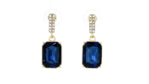 14kt Yellow Gold-Plated Drop Earrings with Simulated Blue Gemstones and .48 ct. t.w. CZs