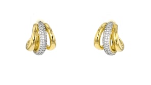 14kt Yellow Gold-Plated Three-Row Earrings with 1.64 ct. t.w. CZs