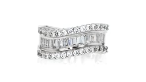 Sterling Silver-Plated Curved Ring with 1.90 ct. t.w. CZs