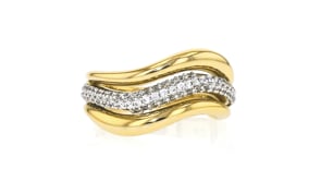14kt Yellow Gold-Plated Wave Ring with .70 ct. t.w. CZs