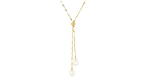 Italian 7.5-8mm Cultured Pearl Lariat Necklace in 18kt Gold Over Sterling