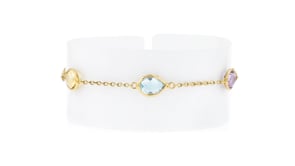 4.20 ct. t.w. Multi-Gemstone Station Bracelet in 18kt Gold Over Sterling