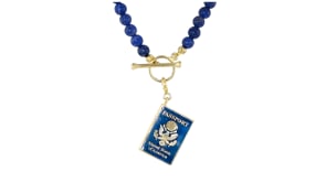Blue Enamel Passport Charm in 18kt Gold Over Sterling