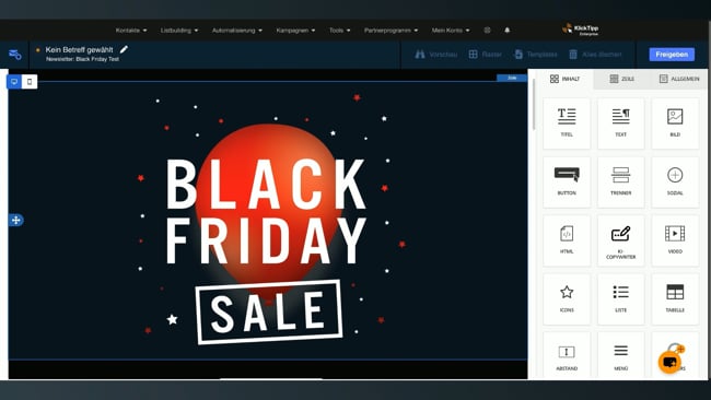 Newsletter mit Black Friday Vorlagen von KlickTipp schreiben