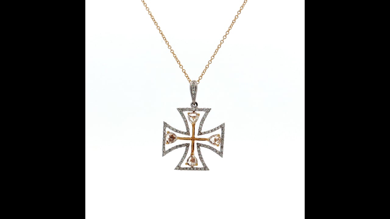 83 Diamond Cross Pendant Necklace Two-Tone 18k – Filigree Jewelers