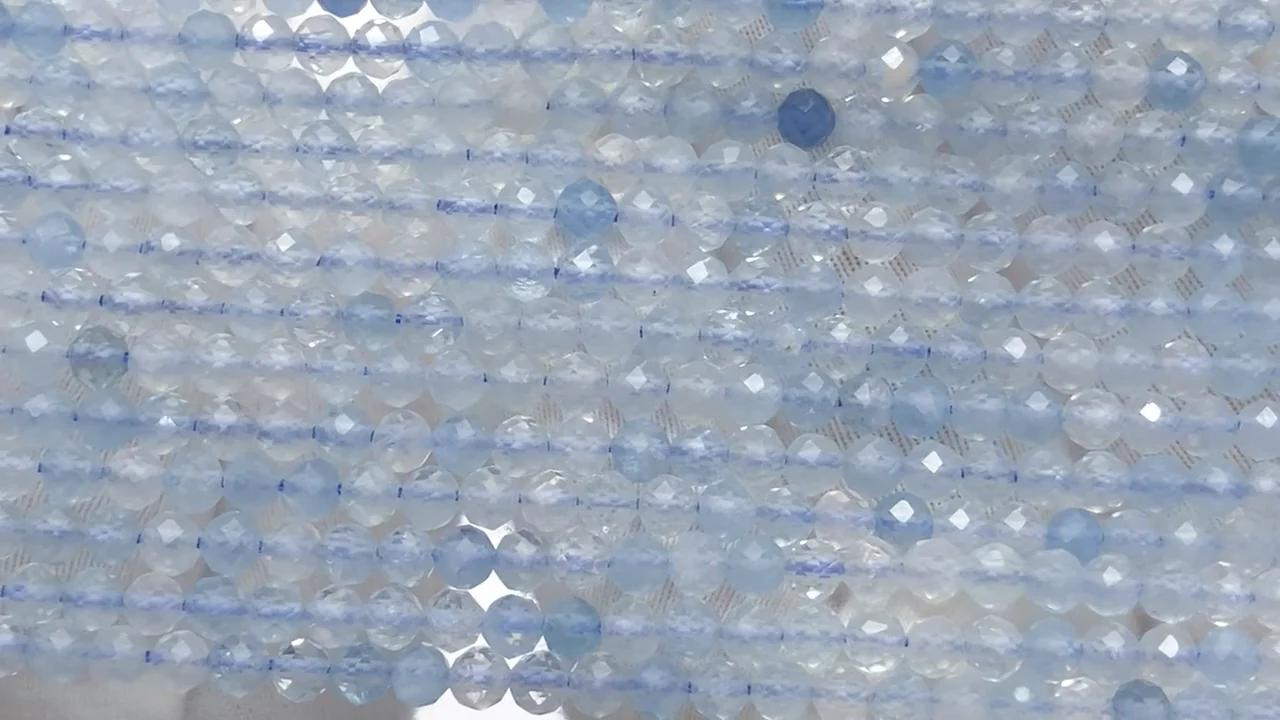 アクアマリン ラウンドカット3mm 1連｜天然石ビーズの卸問屋・通販