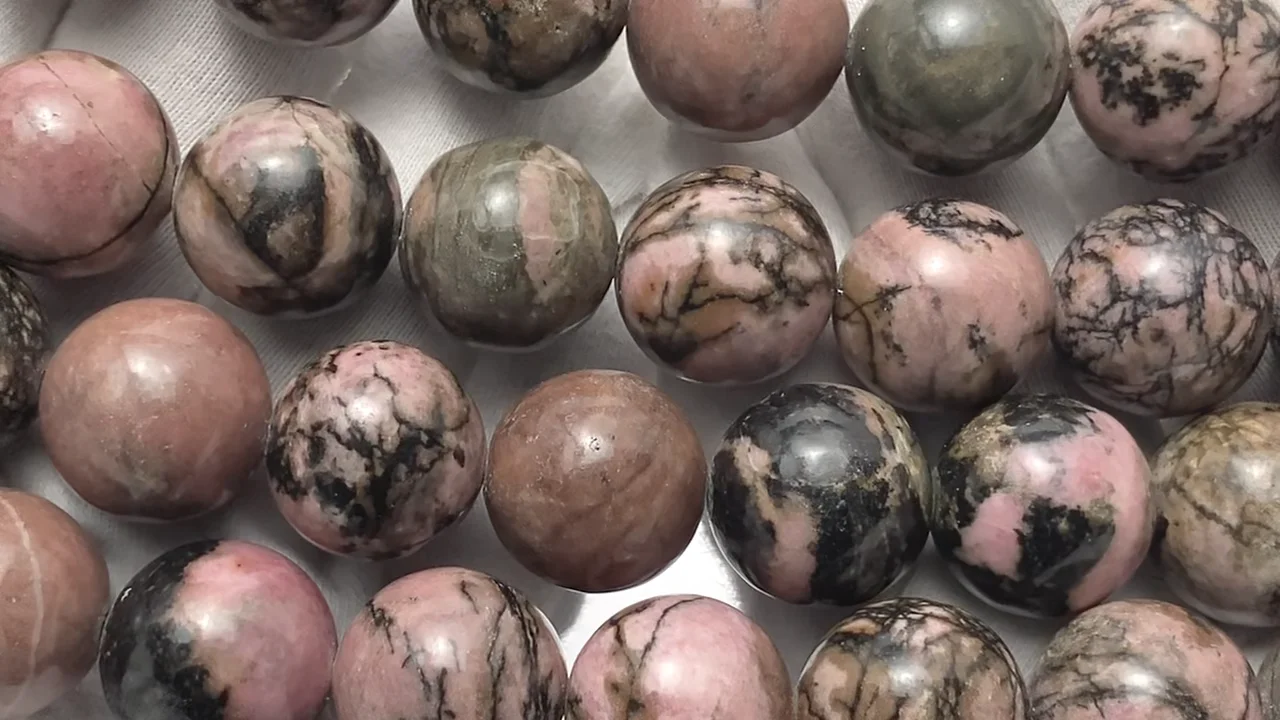 デンドリックロードナイト ラウンド16mm 半連/1連｜天然石ビーズの卸